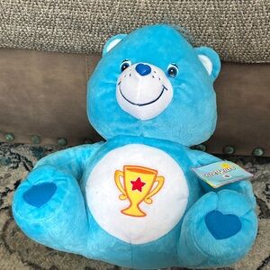 Vintage Care Bears Turquoise Plush with Trophy Emblem